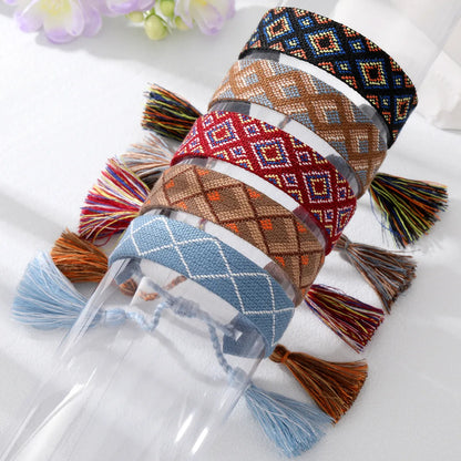 Fashion Plaid Tassel Argyle Cloth Knitting No Inlaid Bracelets