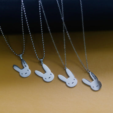 Women'S Fashion Rabbit Letter Stainless Steel Necklace Plating Titanium Steel Necklaces