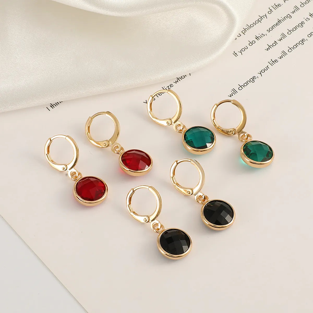 Women's Fashion Round Alloy Crystal Earrings Inlay Drop Earrings