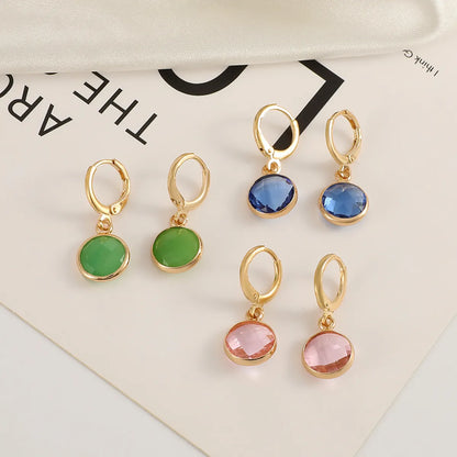 Women's Fashion Round Alloy Crystal Earrings Inlay Drop Earrings