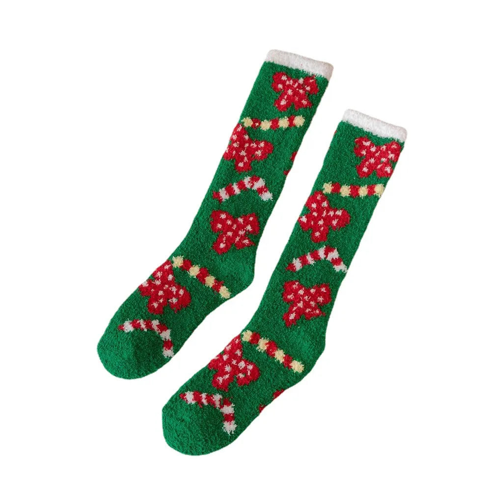 Women'S Fashion Santa Claus Snowman Elk Polyester Coral Fleece Embroidery Ankle Socks