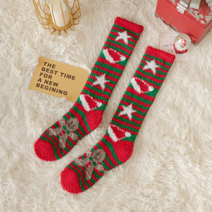 Women'S Fashion Santa Claus Snowman Elk Polyester Coral Fleece Embroidery Ankle Socks