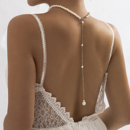 Fashion Simple Style Geometric Imitation Pearl Iron Wholesale Body Chain