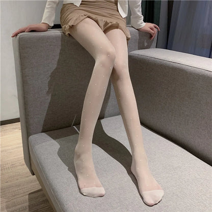 Women'S Fashion Small Dot Pattern Stockings Ultra-Thin Jacquard Pantyhose