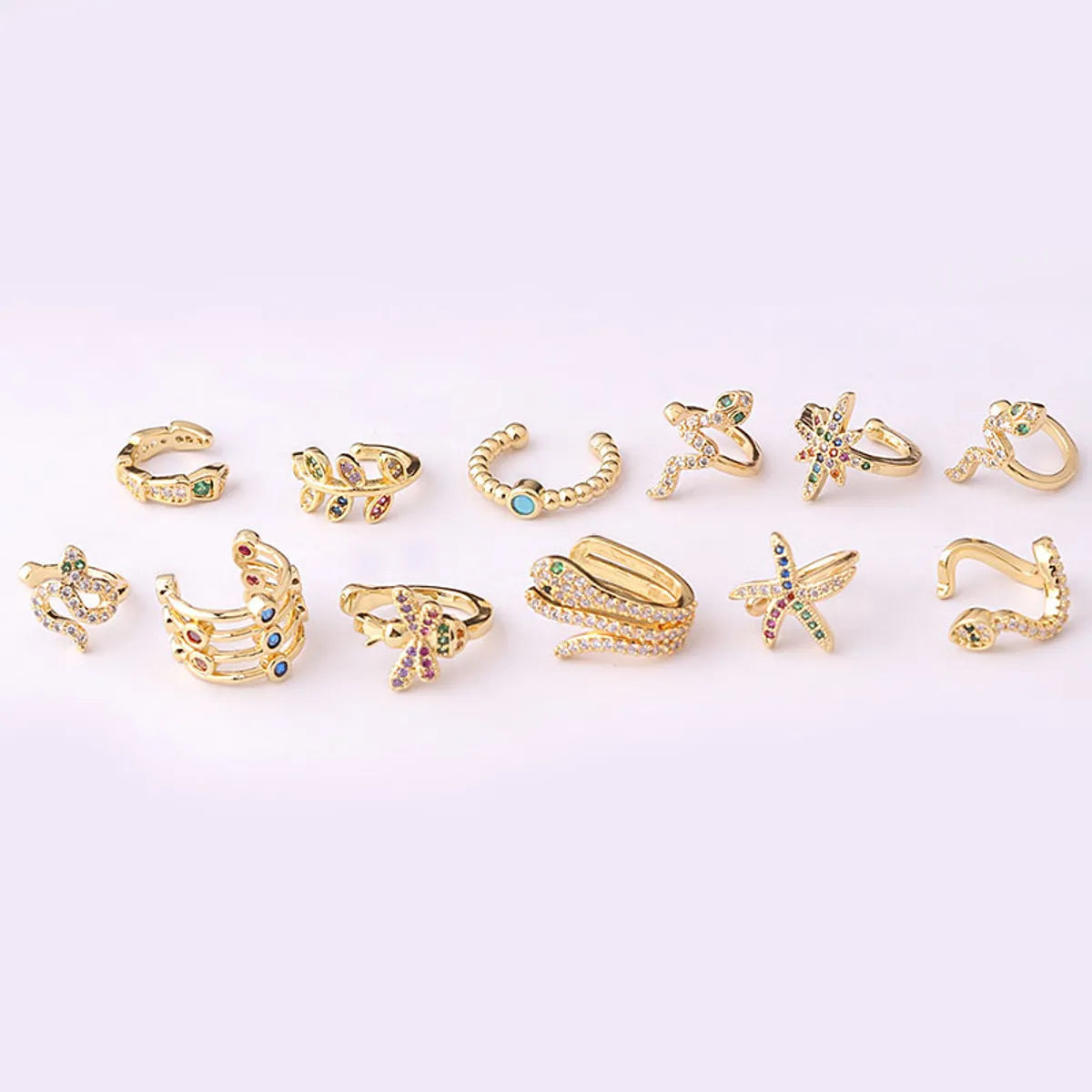 Women's Fashion Snake Metal Ear Clip Plating Inlay Zircon