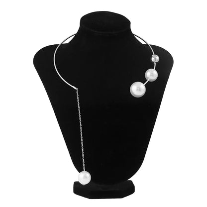 Fashion Solid Color Imitation Pearl Alloy Plating Choker