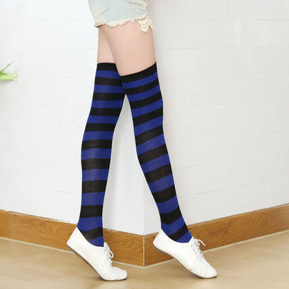 Women'S Fashion Stripe Polyester Over The Knee Socks 2 Pieces