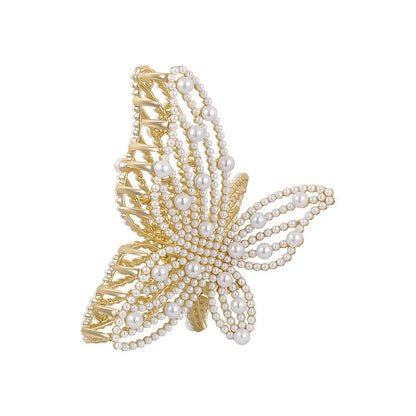 Women'S Fashion Sweet Butterfly Alloy Headwear Plating Artificial Rhinestones Artificial Pearl Hair Claws