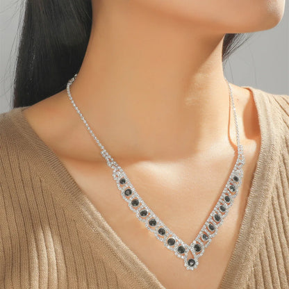 Women's Fashion Twisted Diamond Necklace And Earring Set