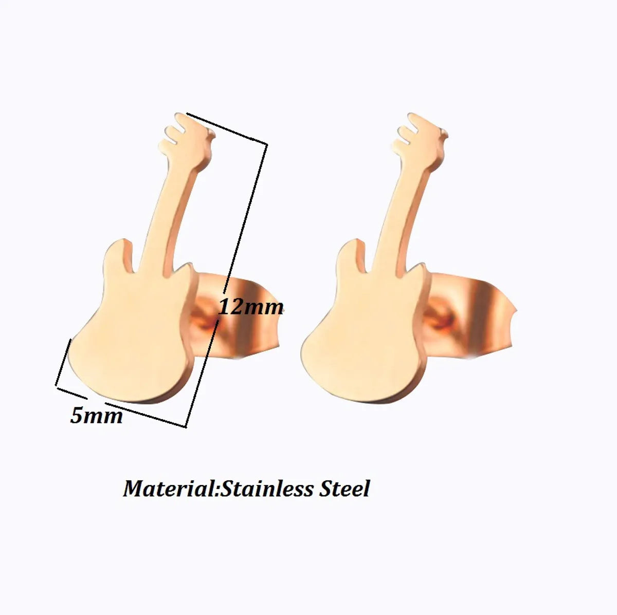 Women's Fashion Violin Stainless Steel No Inlaid Ear Studs Stainless Steel Earrings