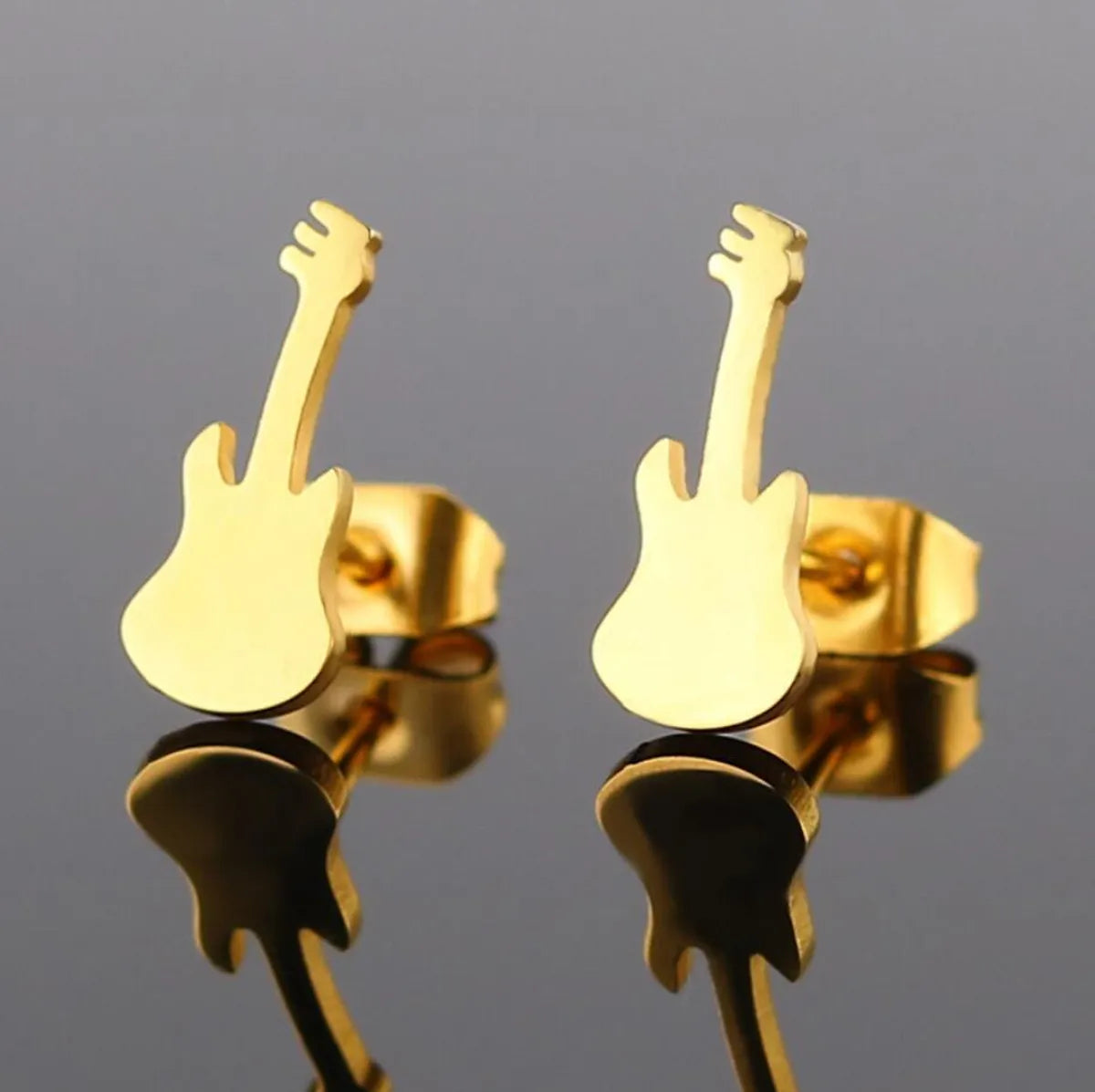 Women's Fashion Violin Stainless Steel No Inlaid Ear Studs Stainless Steel Earrings