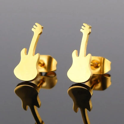 Women's Fashion Violin Stainless Steel No Inlaid Ear Studs Stainless Steel Earrings