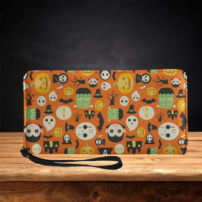 Women'S Floral Skull Pu Leather Side Zipper Wallets