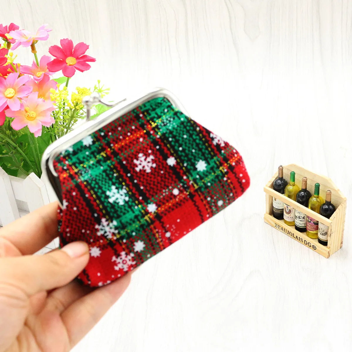 Women'S Flower Snowflake Cotton Lock Clasp Wallets