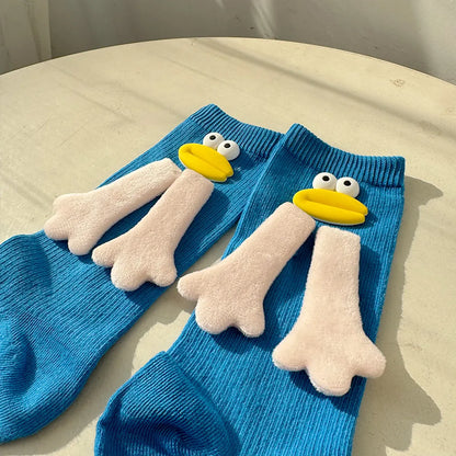 Women'S Funny Sweet Cartoon Cotton Polyester Crew Socks A Pair