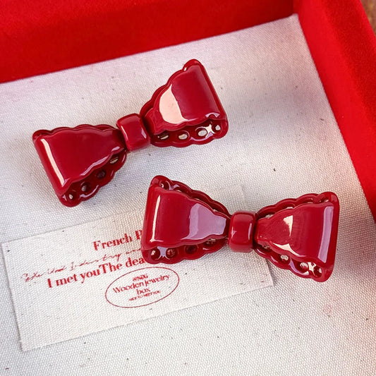 Women'S Glam Cute Solid Color Bow Knot Alloy Resin Hair Clip