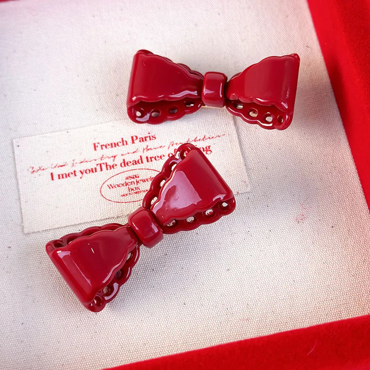 Women'S Glam Cute Solid Color Bow Knot Alloy Resin Hair Clip