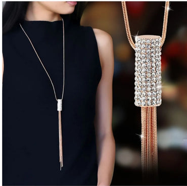 Women's Glam Fashion Tassel Alloy Pendant Necklace Diamond Artificial Rhinestones Necklaces