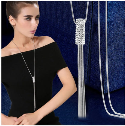 Women's Glam Fashion Tassel Alloy Pendant Necklace Diamond Artificial Rhinestones Necklaces