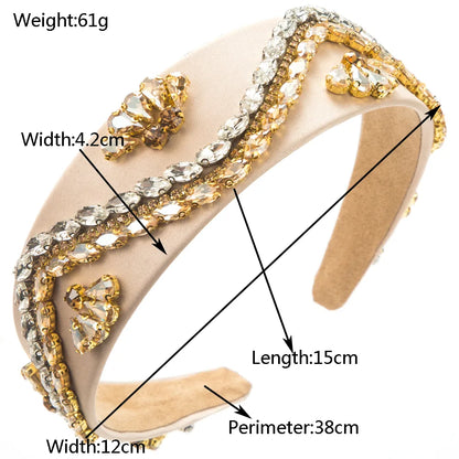 Women'S Glam Luxurious Shiny Color Block Alloy Inlay Rhinestones Glass Hair Band