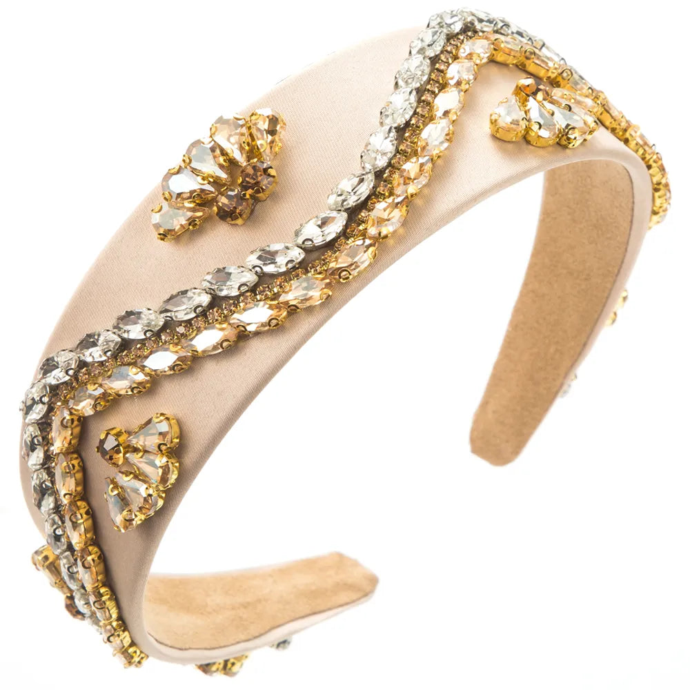 Women'S Glam Luxurious Shiny Color Block Alloy Inlay Rhinestones Glass Hair Band