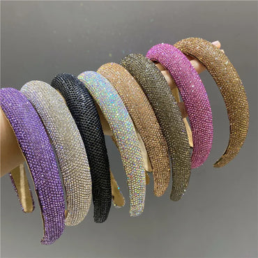 Women'S Glam Simple Style Solid Color Diamond Hair Band