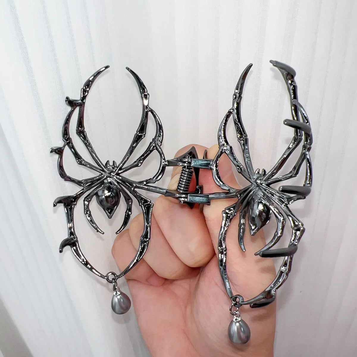 Women'S Gothic Funny Cool Style Spider Bow Knot Alloy Inlay Rhinestones Hair Claws