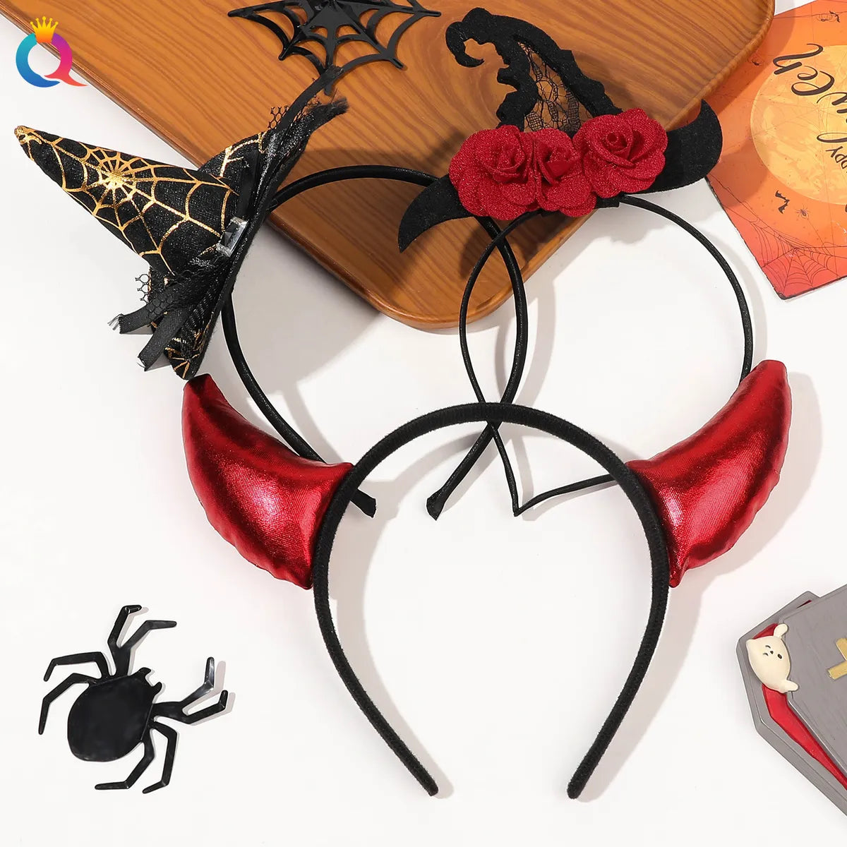 Women'S Gothic Hip-Hop Color Block Hair Clip Hair Band