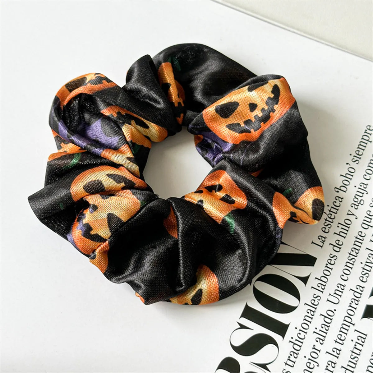 Women'S Hip-Hop Funny Halloween Pattern Printing Pumpkin Cloth Hair Tie