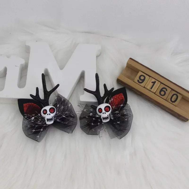 Women'S Hip-Hop Funny Halloween Pattern Pumpkin Alloy Mixed Materials Hair Clip Hair Band