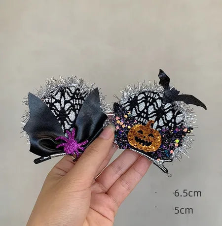 Women'S Hip-Hop Funny Halloween Pattern Pumpkin Alloy Mixed Materials Hair Clip Hair Band