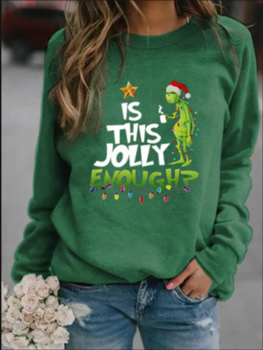 Women'S Hoodie Long Sleeve Hoodies & Sweatshirts Printing Christmas Letter