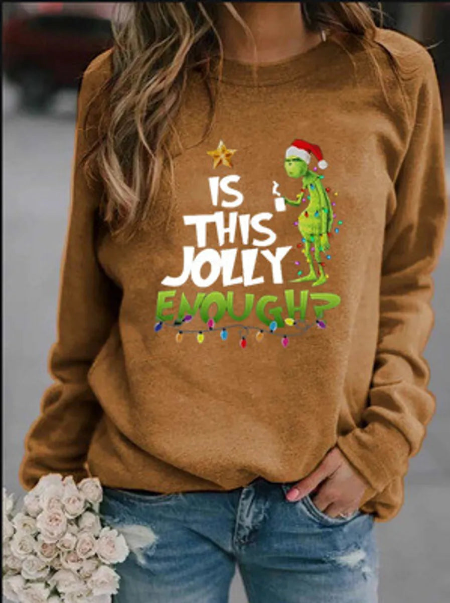 Women'S Hoodie Long Sleeve Hoodies & Sweatshirts Printing Christmas Letter