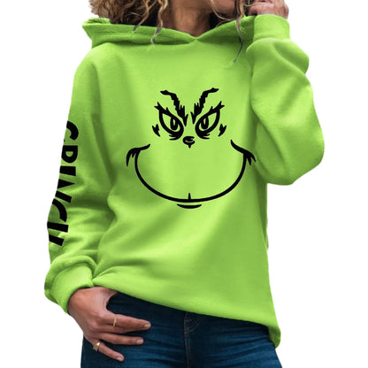 Women'S Hoodie Long Sleeve Hoodies & Sweatshirts Printing Christmas Cartoon Letter