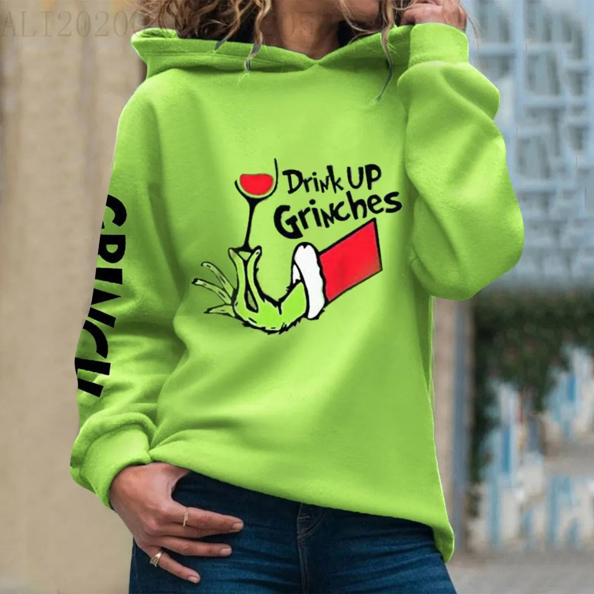 Women'S Hoodie Long Sleeve Hoodies & Sweatshirts Printing Christmas Cartoon Letter