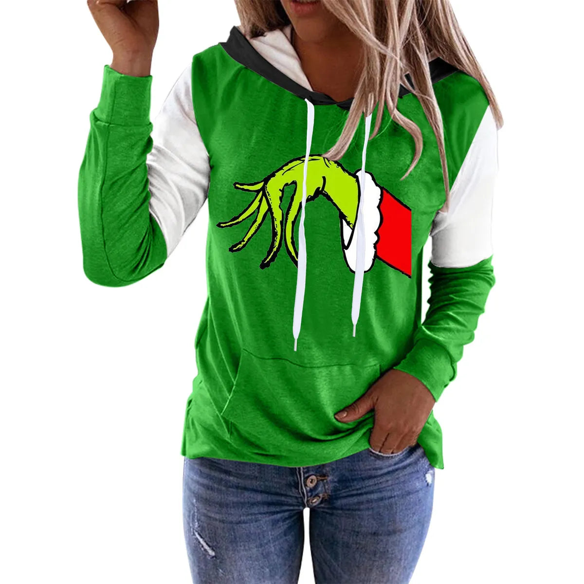 Women'S Hoodie Long Sleeve Hoodies & Sweatshirts Printing Christmas Cartoon Letter