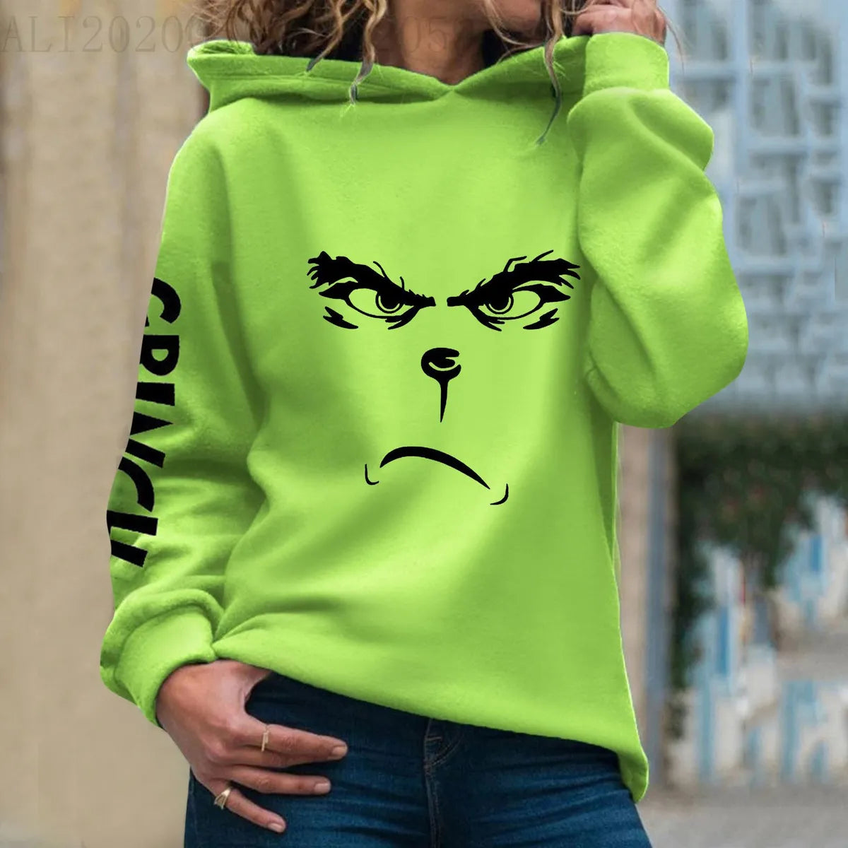 Women'S Hoodie Long Sleeve Hoodies & Sweatshirts Printing Christmas Cartoon Letter