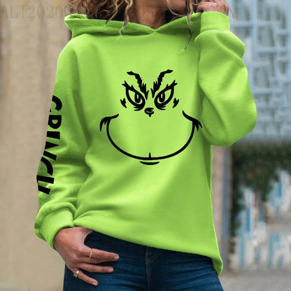 Women'S Hoodie Long Sleeve Hoodies & Sweatshirts Printing Christmas Cartoon Letter