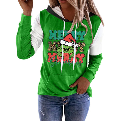 Women'S Hoodie Long Sleeve Hoodies & Sweatshirts Printing Christmas Cartoon Letter