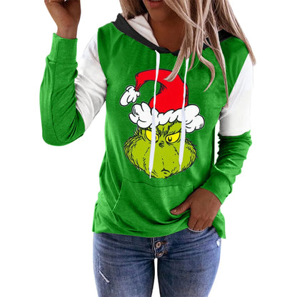 Women'S Hoodie Long Sleeve Hoodies & Sweatshirts Printing Christmas Cartoon Letter