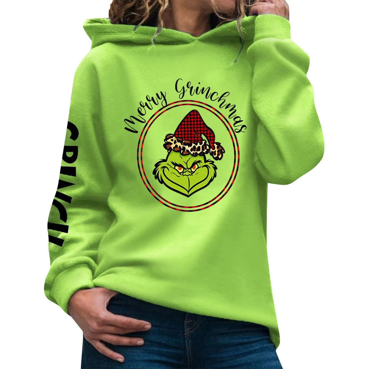 Women'S Hoodie Long Sleeve Hoodies & Sweatshirts Printing Christmas Cartoon Letter