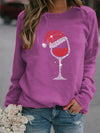 Women'S Hoodie Long Sleeve Hoodies & Sweatshirts Printing Casual Christmas Hat Wine Glass