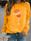 Women'S Hoodie Long Sleeve Hoodies & Sweatshirts Printing Casual Christmas Hat Wine Glass