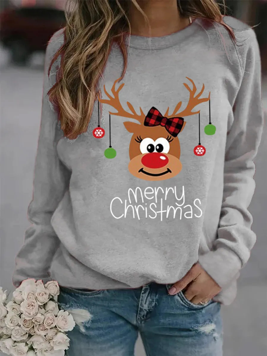 Women'S Hoodie Long Sleeve Hoodies & Sweatshirts Printing Casual Letter Deer