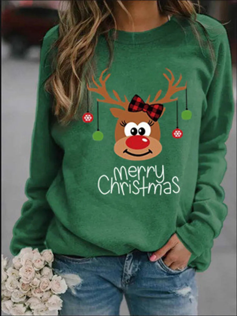 Women'S Hoodie Long Sleeve Hoodies & Sweatshirts Printing Casual Letter Deer