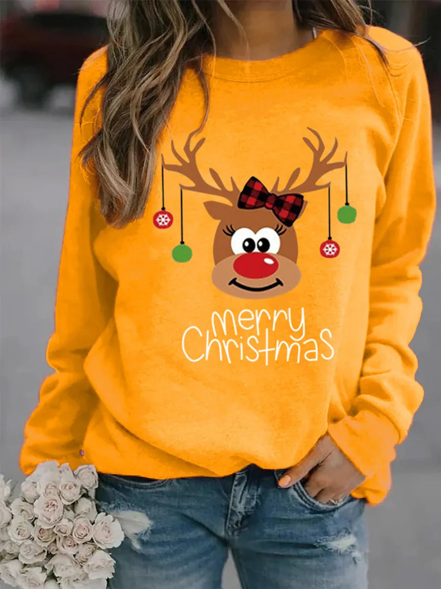 Women'S Hoodie Long Sleeve Hoodies & Sweatshirts Printing Casual Letter Deer