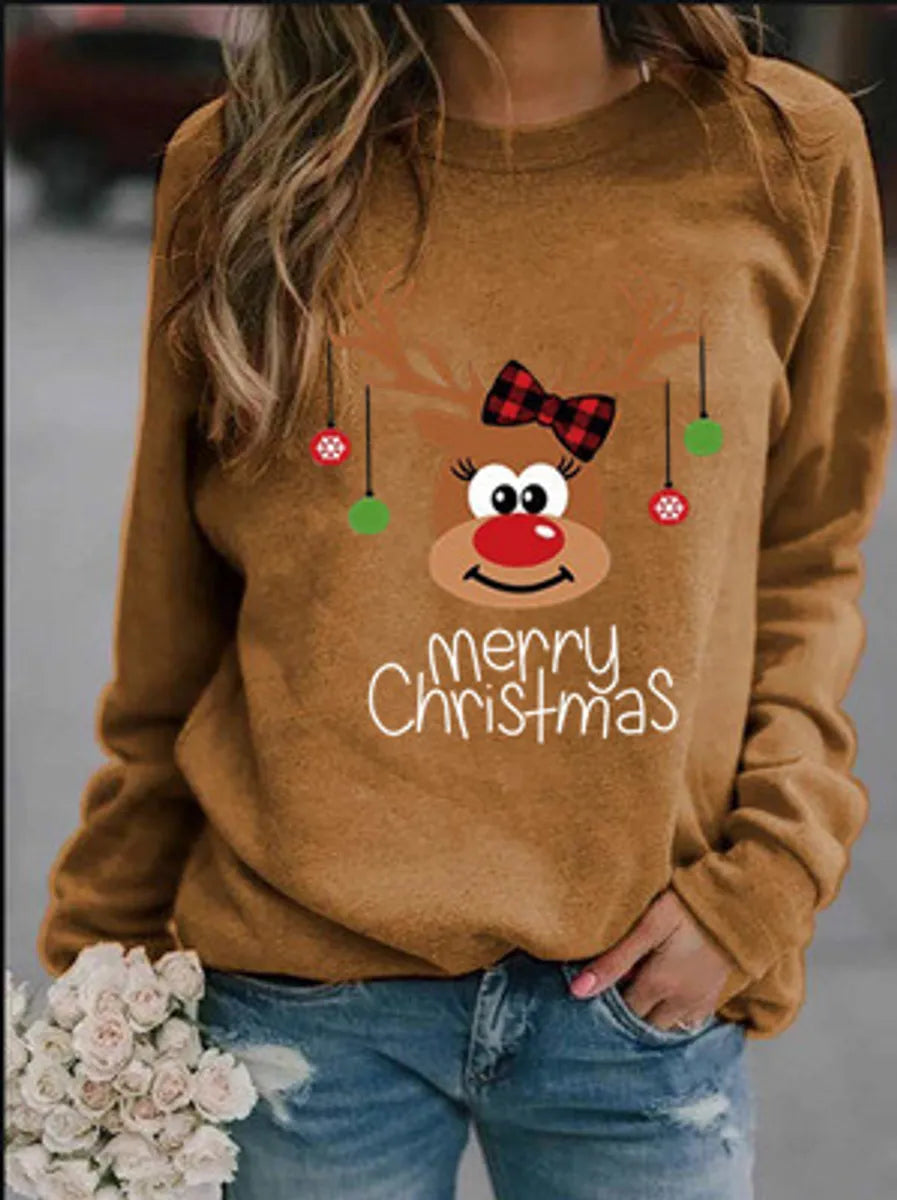 Women'S Hoodie Long Sleeve Hoodies & Sweatshirts Printing Casual Letter Deer