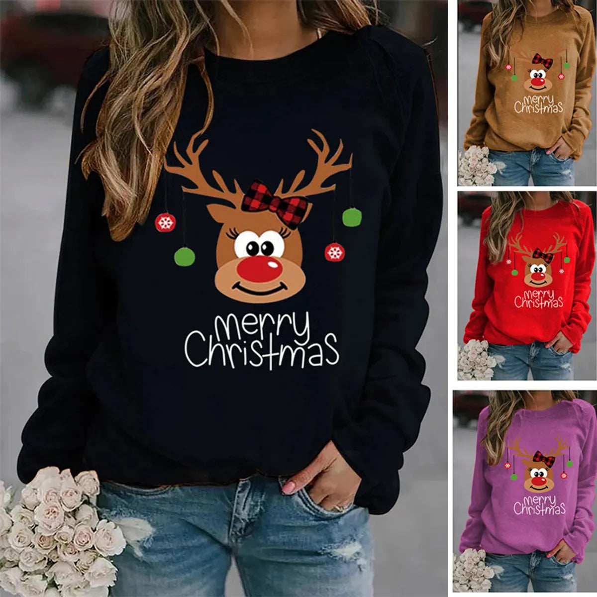 Women'S Hoodie Long Sleeve Hoodies & Sweatshirts Printing Casual Letter Deer