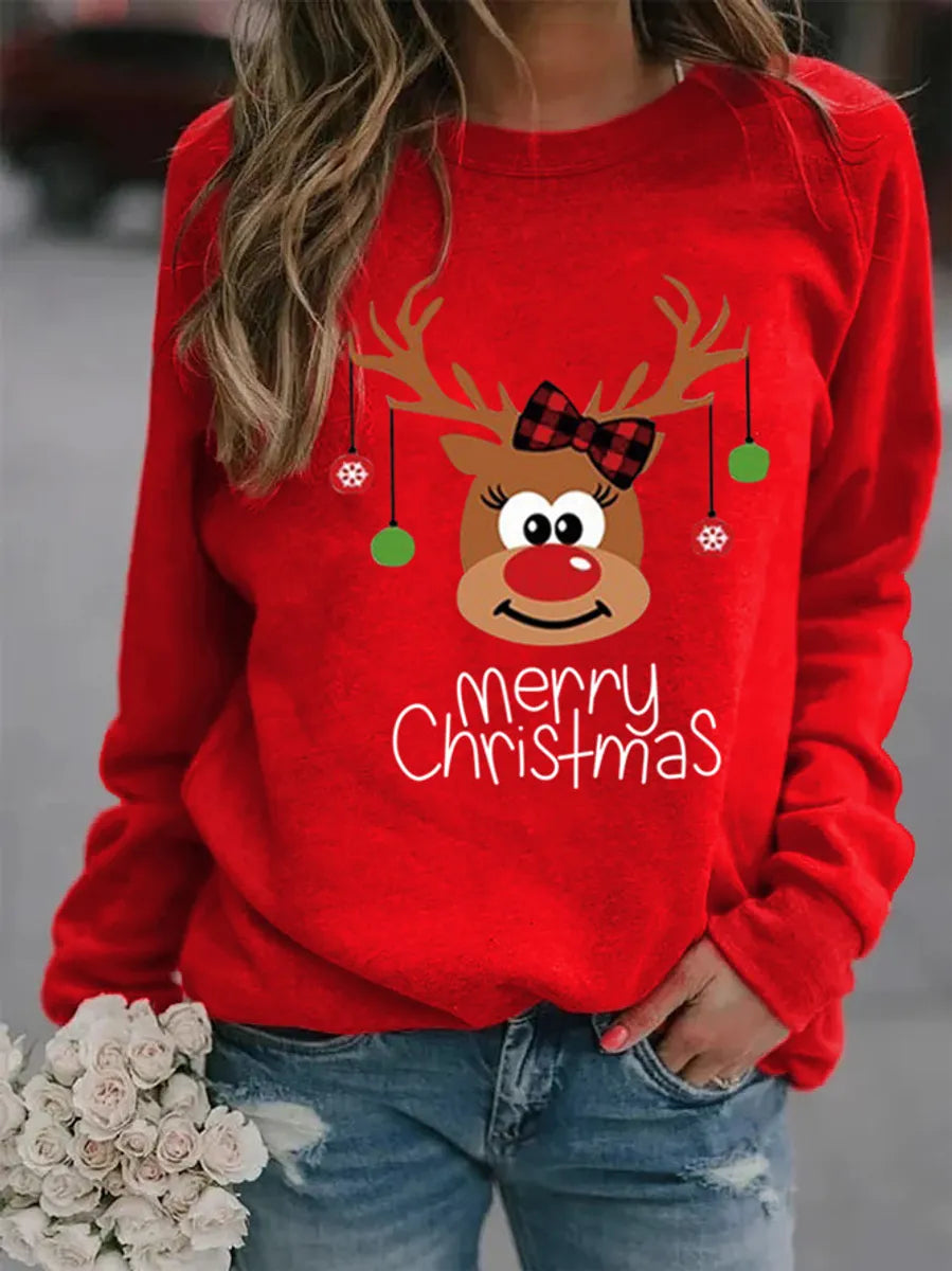 Women'S Hoodie Long Sleeve Hoodies & Sweatshirts Printing Casual Letter Deer