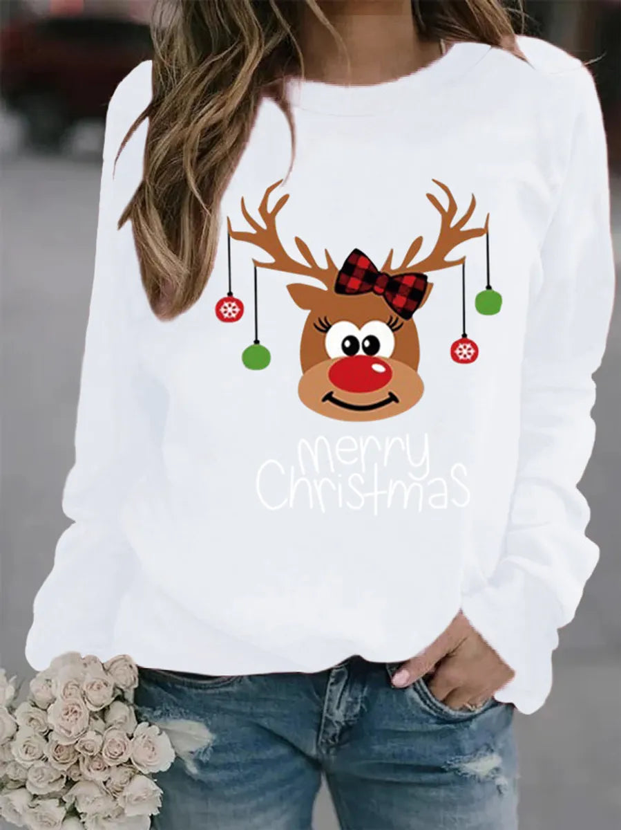 Women'S Hoodie Long Sleeve Hoodies & Sweatshirts Printing Casual Letter Deer